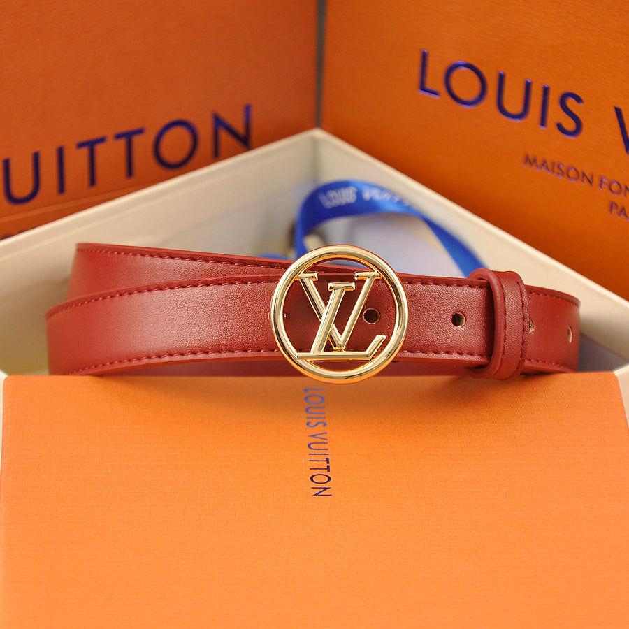 LV Louis vuitton round buckle belt fashion solid color belt