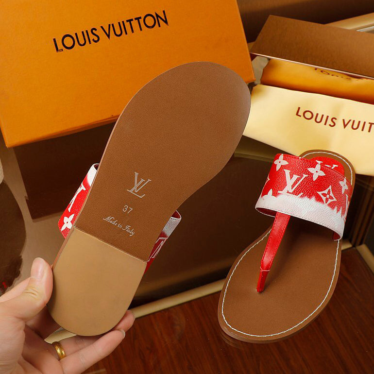 LV Louis Vuitton Gradient Color Letter Print Men's and Women's Casual Sandals Beach Slippers