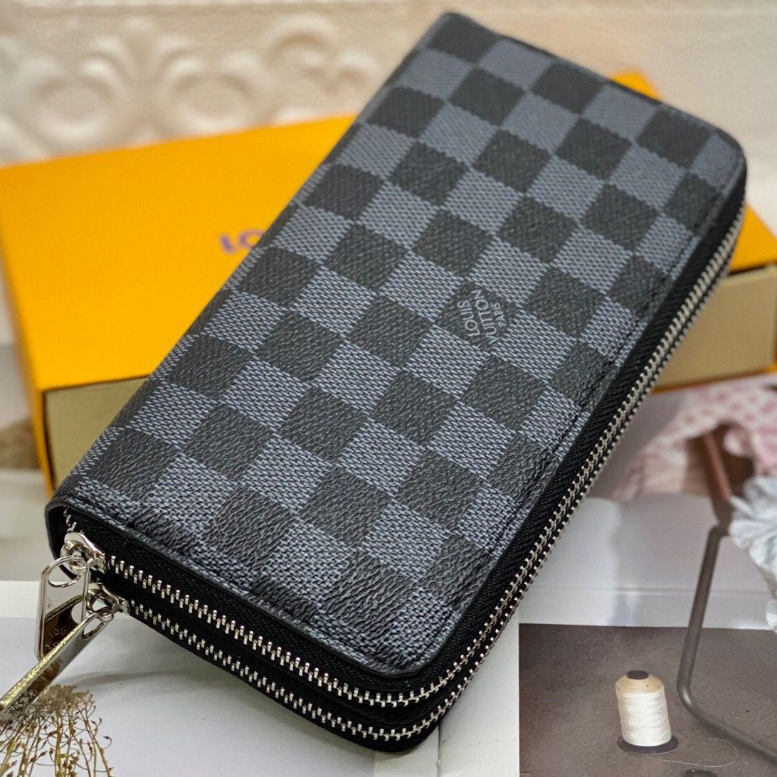 LV Louis Vuitton Classic Full Letter Flap Wallet Long Clutch Bag Coffee tartan