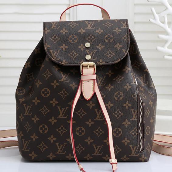 LV Louis Vuitton Letter Print Men's and Women's Shopping Backpack School Bag