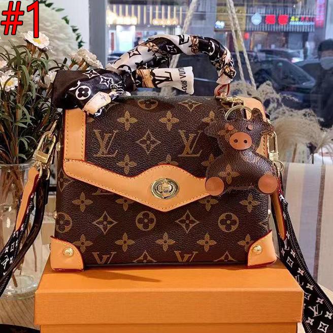 LV Louis Vuitton letter print stitching color shopping handbag lady messenger bag