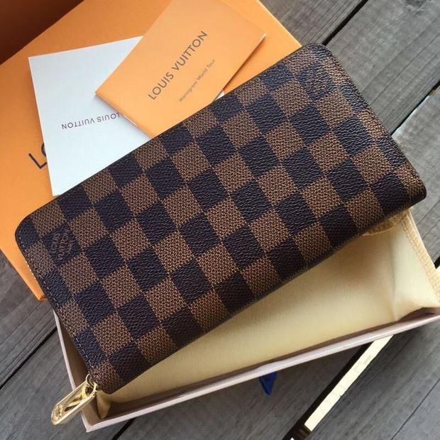 LV Louis Vuitton Classic Letter Print Long Zip Wallet Clutch Bag