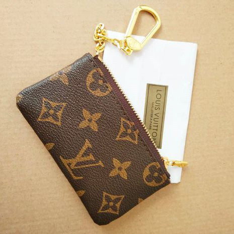 LV Louis Vuitton Monogram Canvas PU Small Coin Purse Key Pouch