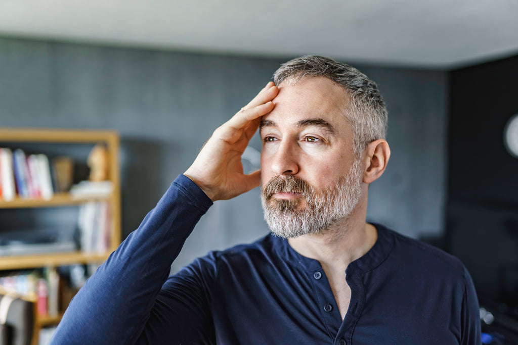 men coping with gray hair