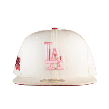 New Era Los Angeles Dodgers Pop Sweat 59FIFTY Fitted Hat 5950 Pink Brim  Under