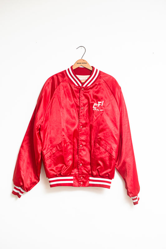 Red Satin Baseball Jacket