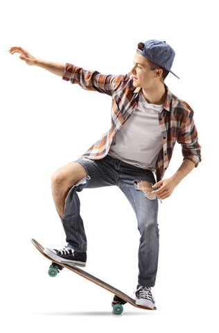 A poseur on a skateboard