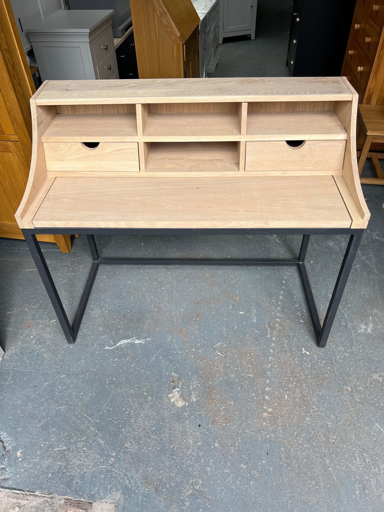 moreton metal and oak extending desk