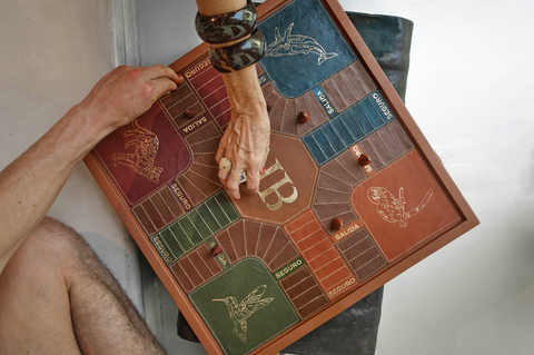 Parcheesi Board for 4 Players COLOMBIA BOARD. Hand Made With 