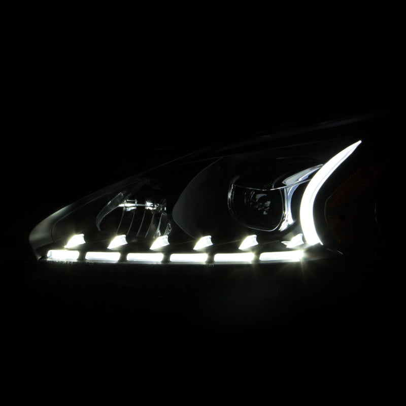 ANZO 2013-2014 Nissan Altima Projector Headlights w/ Plank Style Design Black