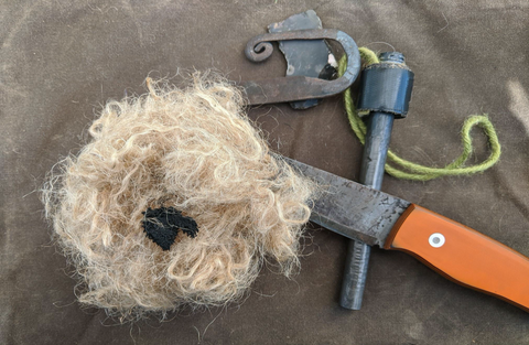 jute twine next to some other bushcraft tools