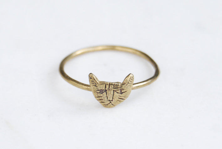 Custom listing for Randy - 14k gold cat ring