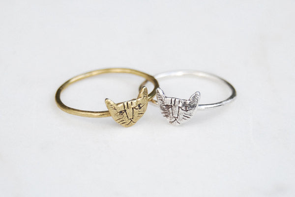 Cat ring tiny - silver
