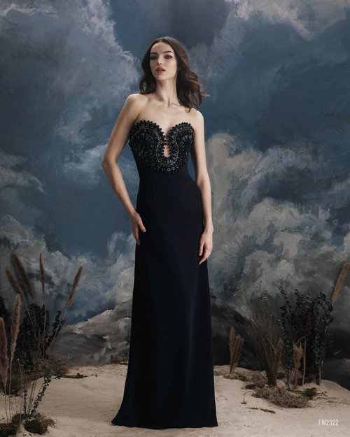 Strapless Metallic Floral Long Dress – Mieka Boutique