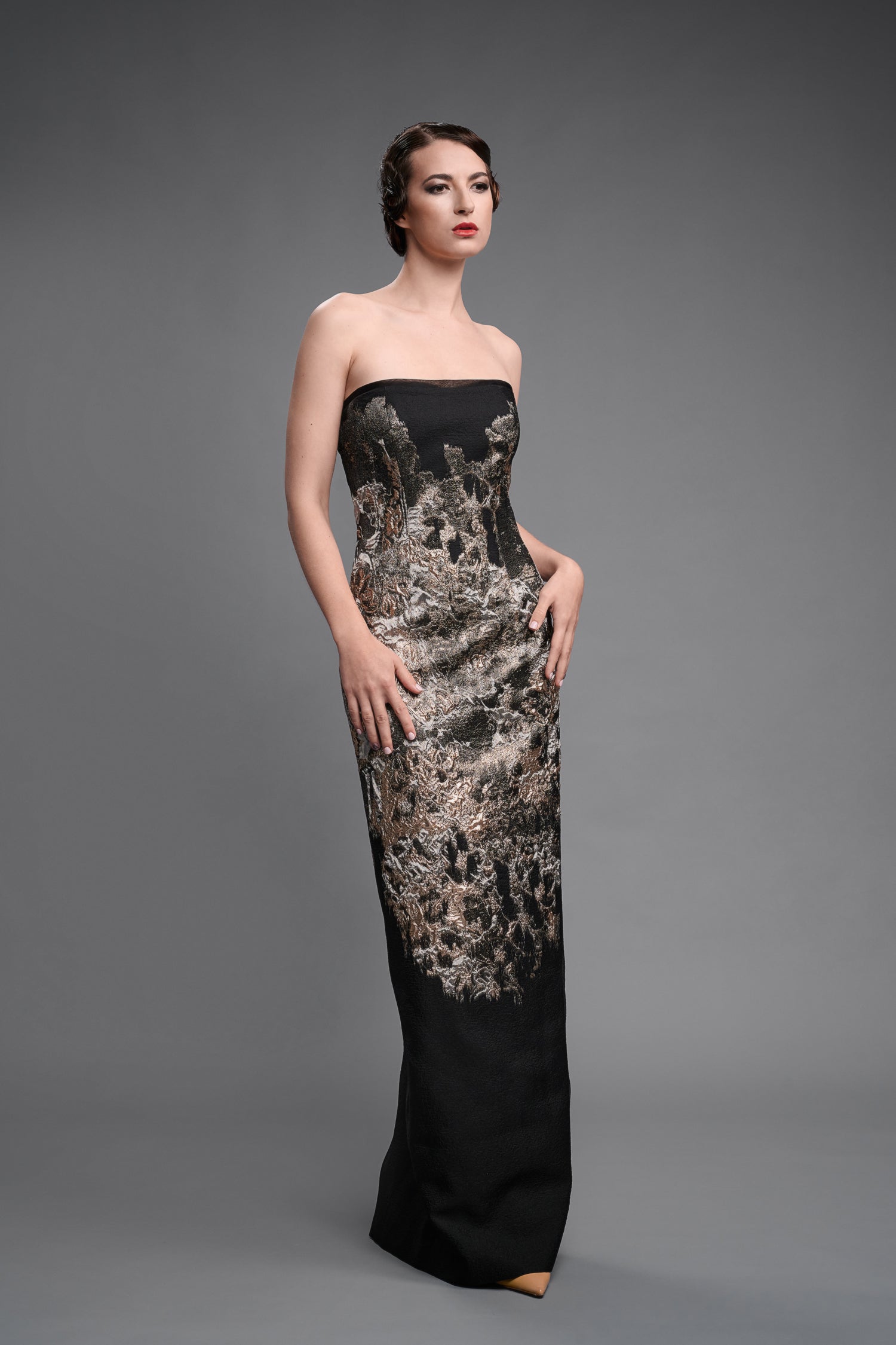 Jacquard Slim Strapless Gown – Mieka Boutique