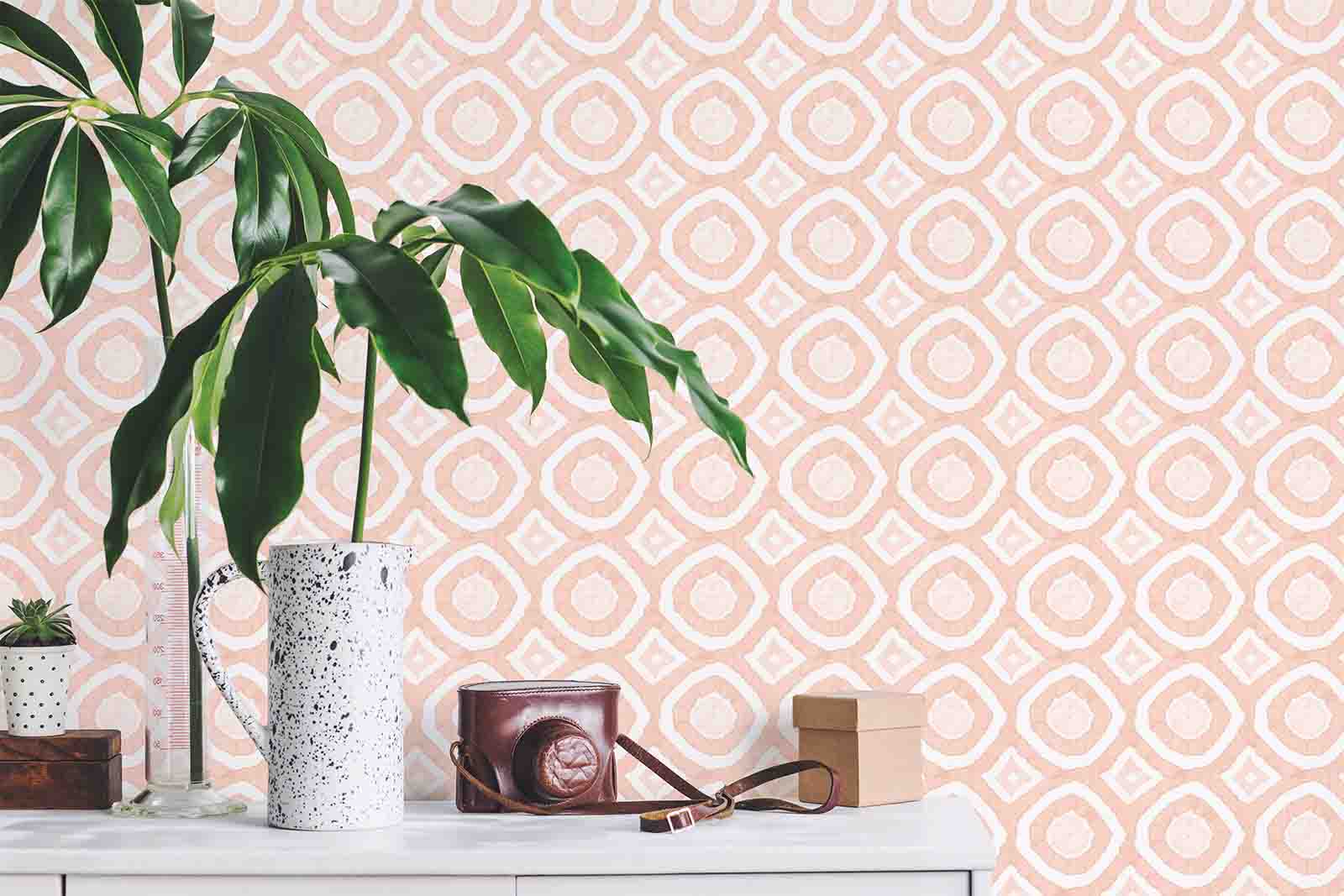 Eclectic Tile Wallpaper  Peel and Stick or Traditional Wallpaper in B   Colorful Cozy