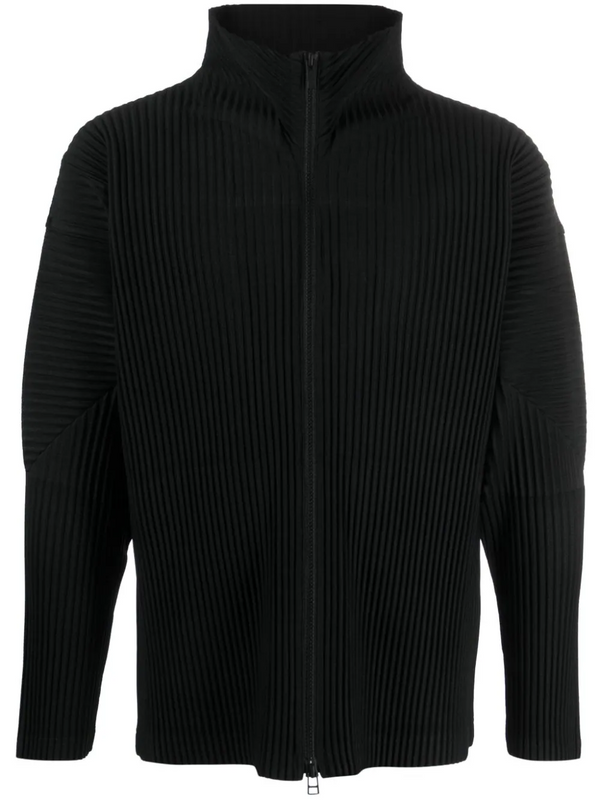 Issey Miyake Homme Plissé | Collared Zip Up Jacket in Black