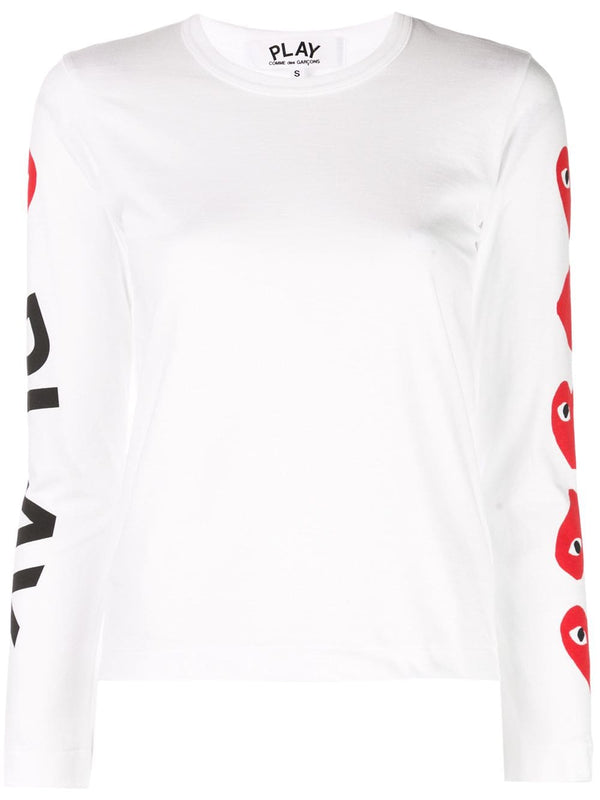 Women's Red Emblem Long Heart T-Shirt - White