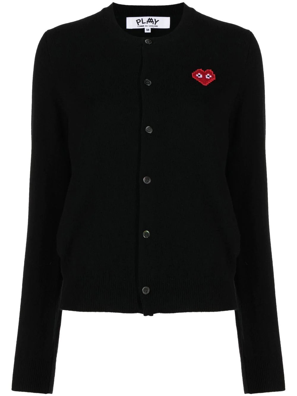 CDG Play x Invader | Womens Black Cardigan in Pixelated Heart – Henrik ...