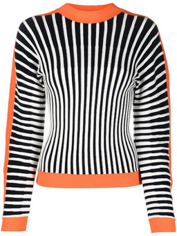 Henrik Vibskov knitted blouse - Ribs Knit Blouse in black white orange stripes