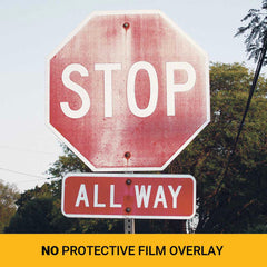 example of faded stop sign without protective overlay film