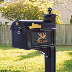 address plaque on the side of a mailbox