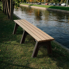 backless bench by river