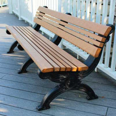 recycled plastic bench on a deck