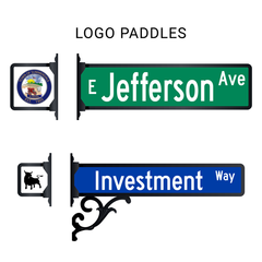 custom street sign logo paddles with street name sign in frames