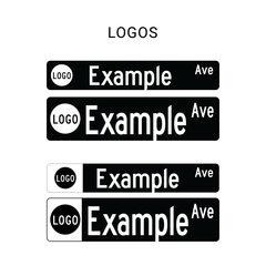 street sign examples with logo and street name