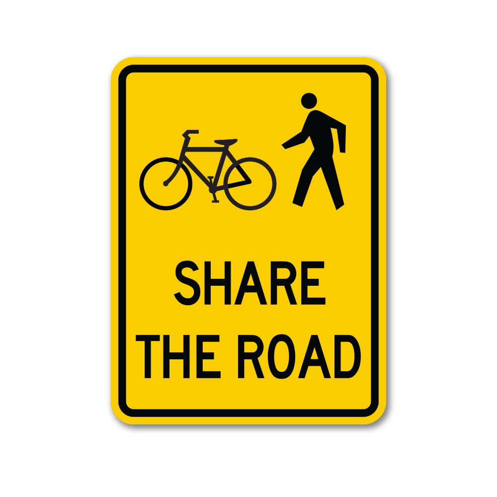 Share the Road with Bikes and Pedestrians Sign