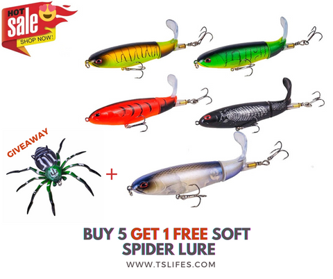 DOITPE Fishing Lures Set 8Pcs Whopper Plopper Bass Lures with Topwater  Floating Rotating Tail Artificial Hard Bait Swimbaits Slow Sinking Hard  Lure