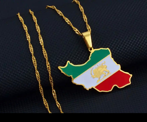 Silver Toned Iran Map Outline Pendant Necklace - Kiola Designs