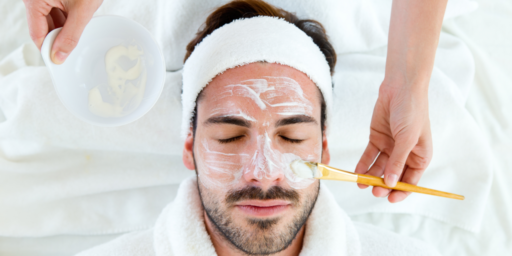 man getting facial treatment 