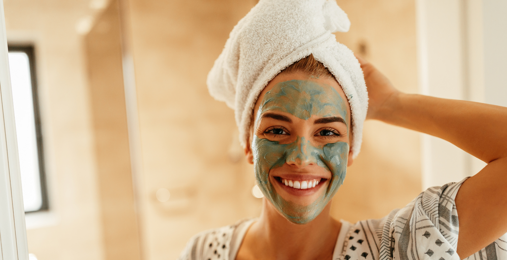 woman using at-home face mask