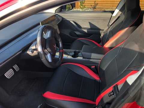 1 paire de housse de siège d'auto Coussin De protection Mat Fit Pour Tesla  Model 3 / y Anti-poussière Premium Siège d'auto Protecteur du dos - Texture  en fibre de carbone