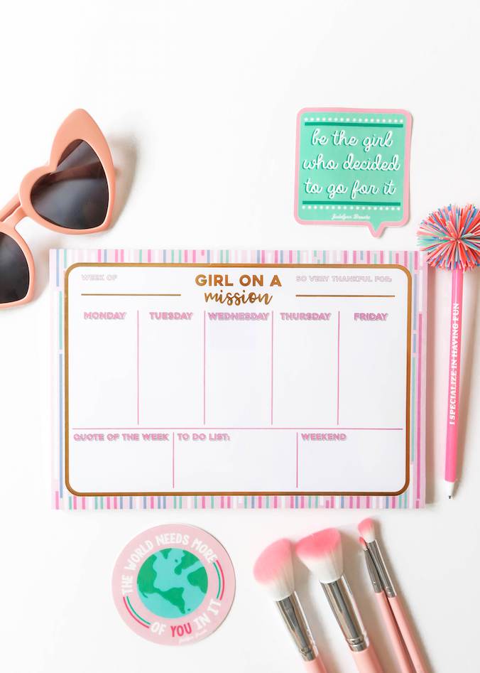 Weekly Desk Calendar Pink Jadelynn Brooke
