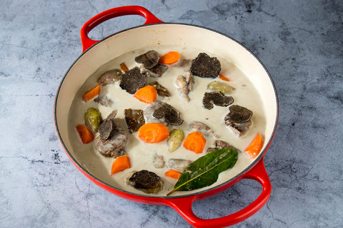 Blanquette veau avec jus de truffe noire