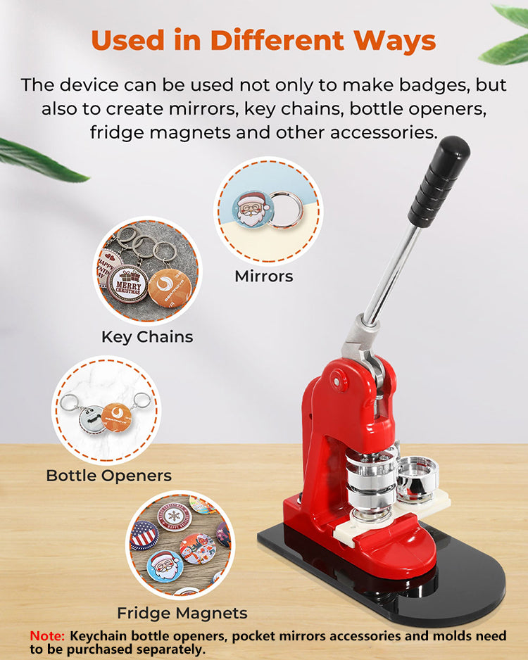  BEAMNOVA Upgraded Button Maker Multiple Sizes 25mm 44mm 58mm  (1+1.73+2.28 in) Badge Making Machine Absorbable Molds, 300 Button Parts  Supplies, Circle Cutters, Blank Papers, Round Pin Maker Kit