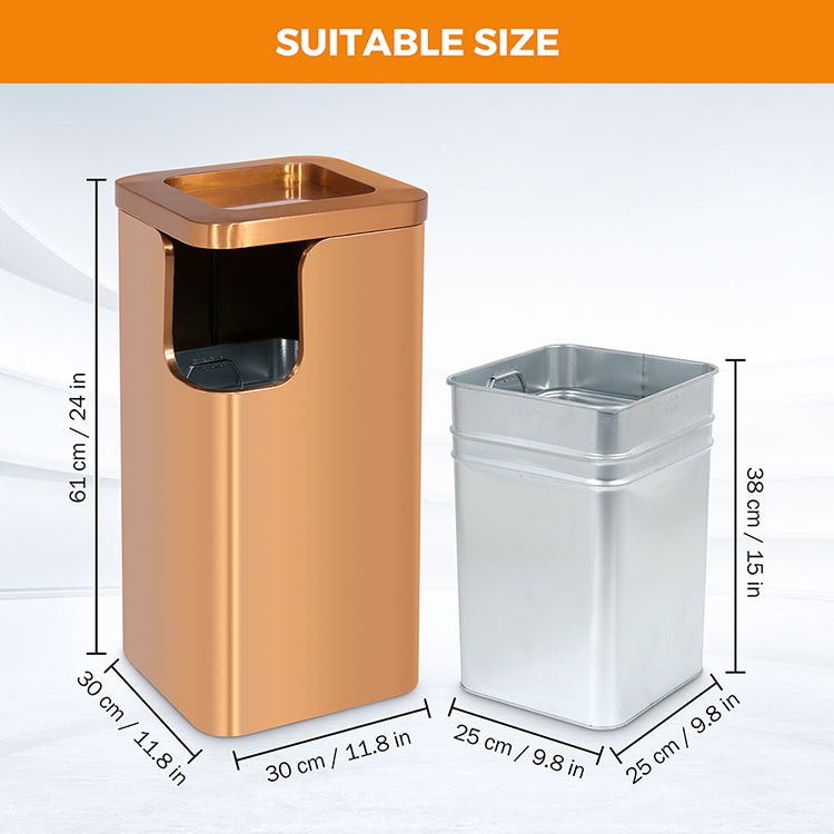 Luxury 10/6 gold stainless steel metal trash can garbage cans with