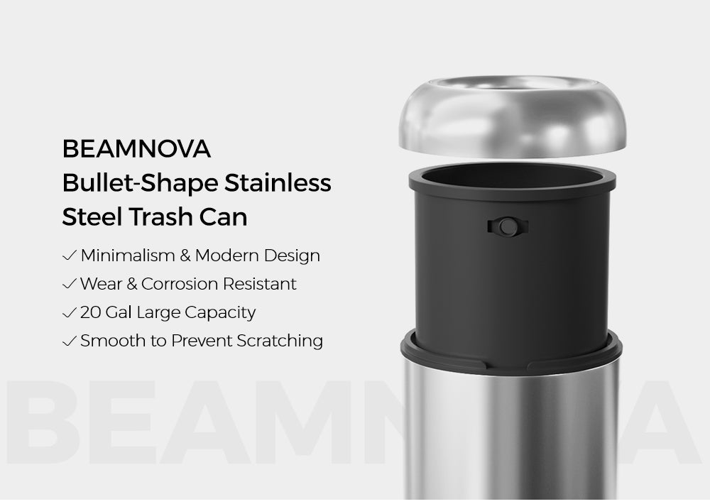 Beamnova Black stainless steel trash can