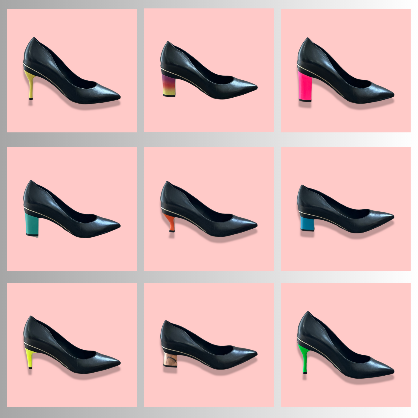 adjustable shoe with several interchangeable heels 