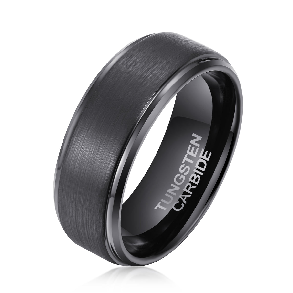 Men's Step Brushed Black Tungsten Ring OY-R-200 - Woodish product image