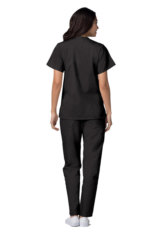 ADAR 604 - Universal Women's Snap Front Top - Black| SCRUBS.com