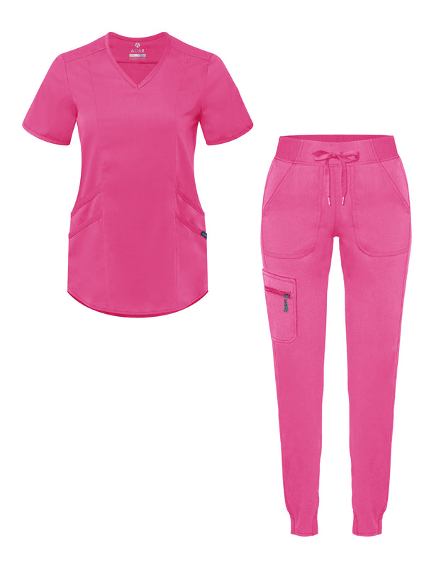 ADAR 9500 - PRO Womens Modern Athletic Jogger Scrub Set - Fruit Punch ...