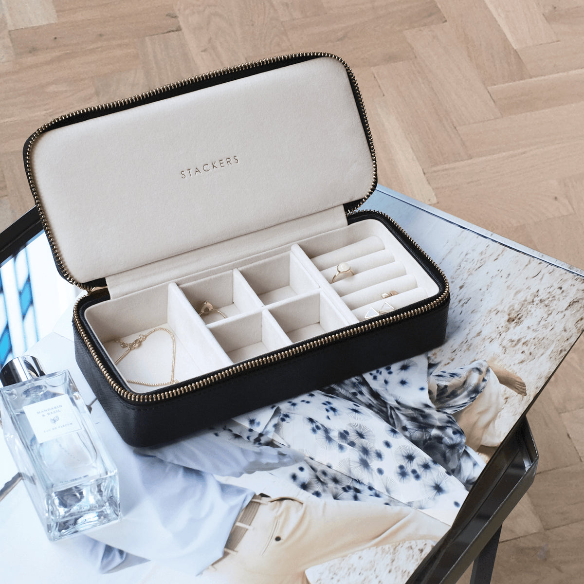 Stackers Black Large Travel Jewellery Box – STACKERS LONDON