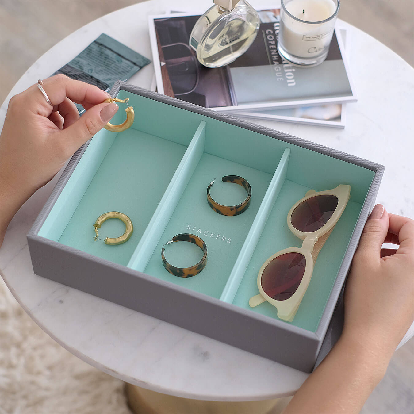 Grey Mint Classic Jewellery Box – STACKERS LONDON