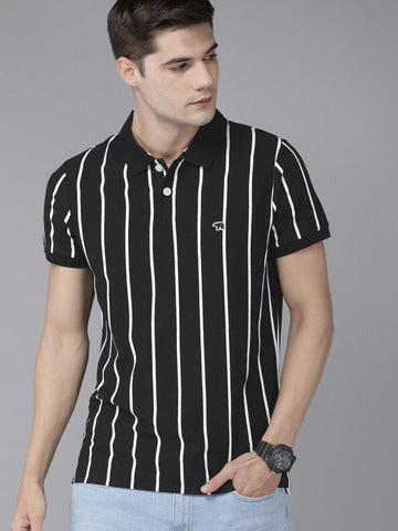 MEN SLIM STRIPED LYCRA POLO