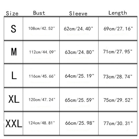 recommend size table