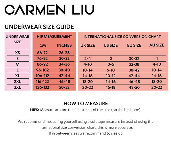 Size Guides – Carmen Liu Lingerie